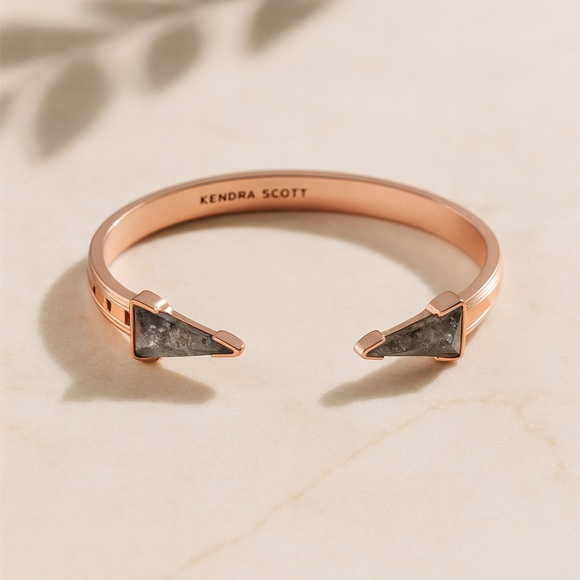 Kendra Scott Misty Rose Tone Crystal Gray Illusion Hinge Bracelet - Picture 2 of 5